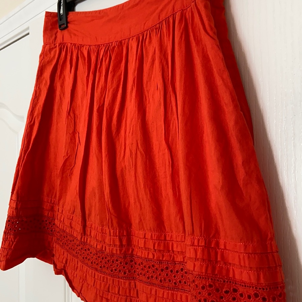 Loft orange side zip skirt size 4 with lining